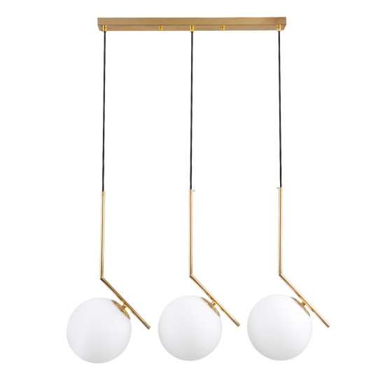 GLOBOSTAR® MONROE 00955 Μοντέρνο Κρεμαστό Φωτιστικό Οροφής με Ντουί 3 x E27 AC 220-240V IP20 - Χρυσό & Λευκό - Μ74 x Π25 x Υ50cm GLOBOSTAR® MONROE 00955 Μοντέρνο Κρεμαστό Φωτιστικό Οροφής με Ντουί 3 x E27 AC 220-240V IP20 - Χρυσό & Λευκό - Μ74 x Π25 x Υ50cm
