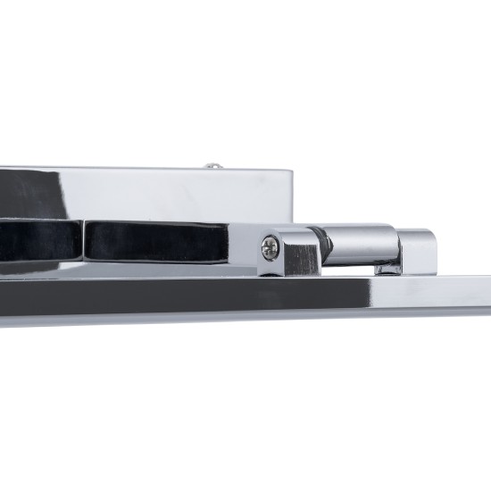 GLOBOSTAR® ELLIS 60445 Μοντέρνο Φωτιστικό Τοίχου - Απλίκα Καθρέπτη Μπάνιου LED 12W 1400lm 120° AC 220-240V IP44 Φυσικό Λευκό 4500K - Lumileds SMD Chip & TÜV SÜD Driver - Νίκελ Χρώμιο - Μ60 x Π16 x Υ6cm - 3 Χρόνια Εγγύηση