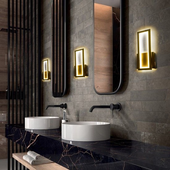 GLOBOSTAR® TIARA 61327 Μοντέρνο Φωτιστικό Τοίχου - Απλίκα LED 12W 1440lm 300° AC 220-240V IP20 Ρυθμιζόμενο Λευκό CCT με On/Off 2700K/4500K/6000K - Lumileds SMD Chip - Μαύρο Ματ - Μ12.5 x Π4 x Υ32cm - 3 Χρόνια Εγγύηση