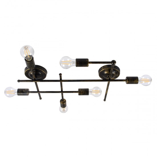 GLOBOSTAR® PIPING 00666-1 Vintage Φωτιστικό Οροφής με Ντουί 6 x E27 AC 220-240V IP20 - Μπρούτζινο - Μ66 x Π9.5 x Υ49cm GLOBOSTAR® PIPING 00666-1 Vintage Φωτιστικό Οροφής με Ντουί 6 x E27 AC 220-240V IP20 - Μπρούτζινο - Μ66 x Π9.5 x Υ49cm