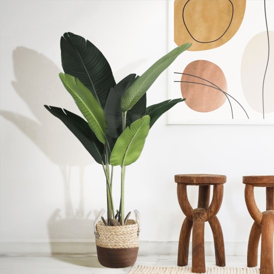 GloboStar® Artificial Garden CAROLINA 20578 Διακοσμητικό Πλεκτό Κασπώ Γλάστρα - Flower Pot Μπεζ με Καφέ και Λευκό Φ23 x Υ23cm GloboStar® Artificial Garden CAROLINA 20578 Διακοσμητικό Πλεκτό Κασπώ Γλάστρα - Flower Pot Μπεζ με Καφέ και Λευκό Φ23 x Υ23cm