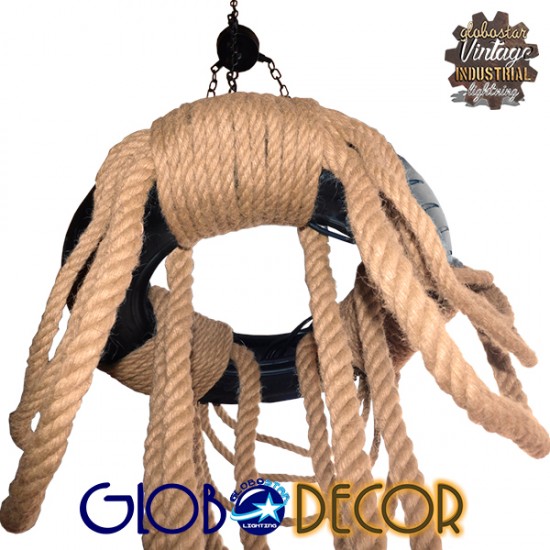 GLOBOSTAR® RUNNER 01115 Vintage Κρεμαστό Φωτιστικό Οροφής με Ντουί 6 x E27 AC 220-240V IP20 - Μαύρο & Μπεζ - Μ45 x Π45 x Υ60cm GLOBOSTAR® RUNNER 01115 Vintage Κρεμαστό Φωτιστικό Οροφής με Ντουί 6 x E27 AC 220-240V IP20 - Μαύρο & Μπεζ - Μ45 x Π45 x Υ60cm