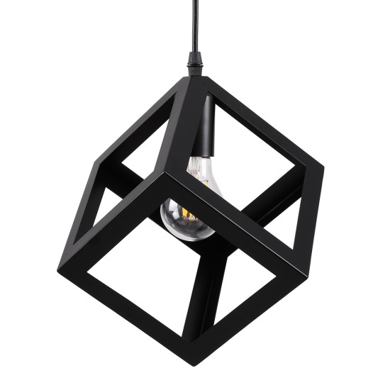 GLOBOSTAR® CUBE 00801 Μοντέρνο Κρεμαστό Φωτιστικό Οροφής με Ντουί 1 x E27 AC 220-240V IP20 - Μαύρο - Μ25 x Π25 x Υ25cm GLOBOSTAR® CUBE 00801 Μοντέρνο Κρεμαστό Φωτιστικό Οροφής με Ντουί 1 x E27 AC 220-240V IP20 - Μαύρο - Μ25 x Π25 x Υ25cm