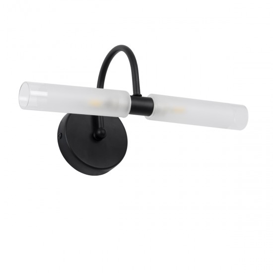 GLOBOSTAR® PAOLA 60416 Μοντέρνο Φωτιστικό Τοίχου - Απλίκα Καθρέπτη Μπάνιου με Ντουί 2 x G9 AC 220-240V Αδιάβροχο IP44 - Μαύρο Ματ & Λευκό - Μ31 x Π16 x Υ15cm