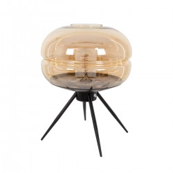GLOBOSTAR® JAVAN 00737 Μοντέρνο Επιτραπέζιο Φωτιστικό Πορτατίφ με Ντουί 1 x E27 AC 220-240V IP20 - Μελί & Μαύρο - Μ30 x Π30 x Y40cm
