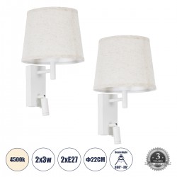 GLOBOSTAR® ROULETTE-R 61380 Μοντέρνο Φωτιστικό Τοίχου - Απλίκα Ξενοδοχείου Reading Light με Φορτιστή USB 3A & Ντουί 1 x E27 LED 3W 360lm 36° & 360° AC 220-240V IP20 Φυσικό Λευκό 4500K - Bridgelux COB Chip & TÜV SÜD Driver - Λευκό Ματ & Μπε GLOBOSTAR® ROULETTE-R 61380 Μοντέρνο Φωτιστικό Τοίχου - Απλίκα Ξενοδοχείου Reading Light με Φορτιστή USB 3A & Ντουί 1 x E27 LED 3W 360lm 36° & 360° AC 220-240V IP20 Φυσικό Λευκό 4500K - Bridgelux COB Chip & TÜV SÜD Driver - Λευκό Ματ & Μπε