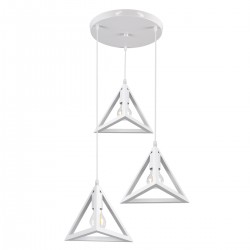 GLOBOSTAR® TRIANGLE 00617 Μοντέρνο Κρεμαστό Φωτιστικό Οροφής με Ντουί 3 x E27 AC 220-240V IP20 - Λευκό - Μ49 x Π49 x Y130cm