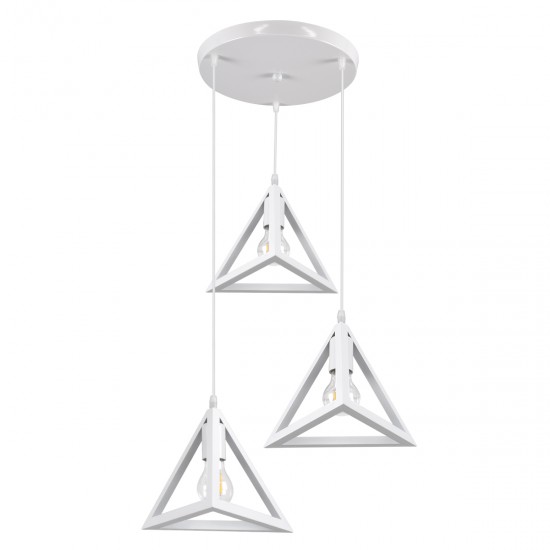 GLOBOSTAR® TRIANGLE 00617 Μοντέρνο Κρεμαστό Φωτιστικό Οροφής με Ντουί 3 x E27 AC 220-240V IP20 - Λευκό - Μ49 x Π49 x Y130cm GLOBOSTAR® TRIANGLE 00617 Μοντέρνο Κρεμαστό Φωτιστικό Οροφής με Ντουί 3 x E27 AC 220-240V IP20 - Λευκό - Μ49 x Π49 x Y130cm