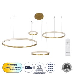 GLOBOSTAR® DIAMOND TETRA 61149 Μοντέρνο Κρεμαστό Φωτιστικό Οροφής LED 150W 15000lm 360° AC 220-240V IP20 Ρυθμιζόμενο Λευκό CCT με Χειριστήριο από 2700K έως 6000K Dimmable - Lumileds SMD Chip - Χρυσό Βούρτσας - Μ150 x Π150 x Υ120cm - 3 Χρόνια Εγγύηση GLOBOSTAR® DIAMOND TETRA 61149 Μοντέρνο Κρεμαστό Φωτιστικό Οροφής LED 150W 15000lm 360° AC 220-240V IP20 Ρυθμιζόμενο Λευκό CCT με Χειριστήριο από 2700K έως 6000K Dimmable - Lumileds SMD Chip - Χρυσό Βούρτσας - Μ150 x Π150 x Υ120cm - 3 Χρόνια Εγγύηση