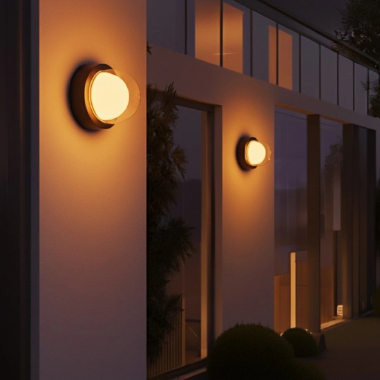 kelvo® NEXA KLV-101-0247 Φωτιστικό Τοίχου / Απλίκα LED 6W 480lm 180° AC 220-240V Αδιάβροχο IP65 Ultra Θερμό Λευκό 1800K - Sanan SMD Chip & TÜV SÜD Driver - Μαύρο Ματ - Μ11 x Π8.5 x Υ11cm - 5 Χρόνια Εγγύηση