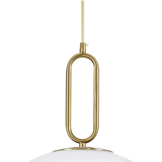 kelvo® BELLISSIMO KLV-101-0378 Κρεμαστό Φωτιστικό Οροφής για Λάμπα με Ντουί E27 AC 220-240V IP20 - Χρυσό Βούρτσας Πλατίνα & Λευκό - Μ40 x Π40 x Υ62cm
