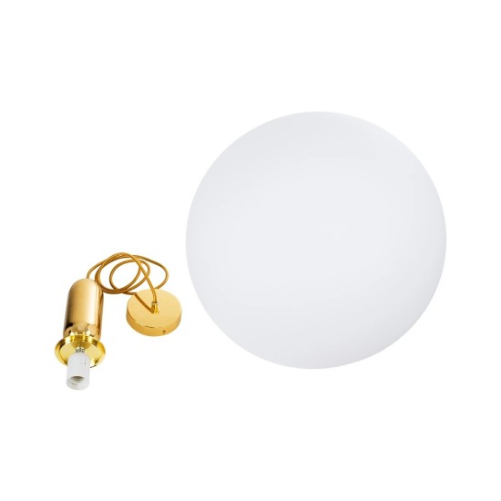 kelvo® ESTETICO KLV-101-0384 Κρεμαστό Φωτιστικό Οροφής για Λάμπα με Ντουί E27 AC 220-240V IP20 - Χρυσό Βούρτσας Πλατίνα & Λευκό - Μ40 x Π40 x Υ58cm