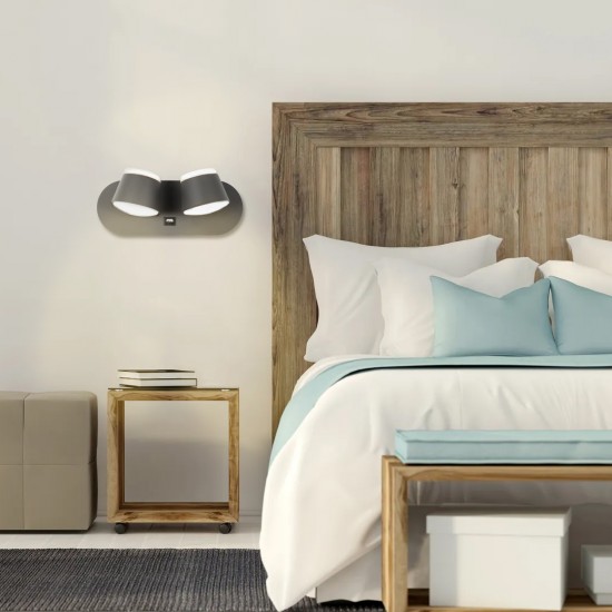 GLOBOSTAR® REGENCY 61378 Μοντέρνο Φωτιστικό Τοίχου - Απλίκα Ξενοδοχείου Reading Light με Φορτιστή USB 3A LED 16W 1840lm 120° AC 220-240V IP20 Φυσικό Λευκό 4500K - Bridgelux SMD Chip & TÜV SÜD Driver - Γκρι Ανθρακί Ματ - Μ16.5 x Π12 x Υ10cm - 3 Χρόνια GLOBOSTAR® REGENCY 61378 Μοντέρνο Φωτιστικό Τοίχου - Απλίκα Ξενοδοχείου Reading Light με Φορτιστή USB 3A LED 16W 1840lm 120° AC 220-240V IP20 Φυσικό Λευκό 4500K - Bridgelux SMD Chip & TÜV SÜD Driver - Γκρι Ανθρακί Ματ - Μ16.5 x Π12 x Υ10cm - 3 Χρόνια