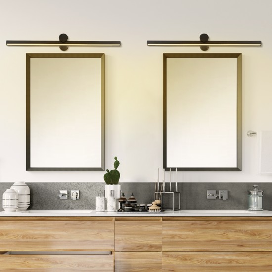 GLOBOSTAR® ROSA 60450 Μοντέρνο Φωτιστικό Τοίχου - Απλίκα Καθρέπτη Μπάνιου LED 12W 1400lm 120° AC 220-240V IP20 Φυσικό Λευκό 4500K - Lumileds SMD Chip & TÜV SÜD Driver - Μαύρο Ματ - Μ60 x Π15 x Υ7cm - 3 Χρόνια Εγγύηση