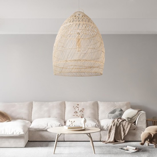 GLOBOSTAR® MALIBU 01811 Boho Κρεμαστό Φωτιστικό Οροφής με Ντουί 1 x E27 AC 220-240V IP20 - Μπεζ - Μ76 x Π76 x Υ100cm