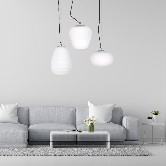 GLOBOSTAR® FREYA 00745 Μοντέρνο Κρεμαστό Φωτιστικό Οροφής με Ντουί 1 x E27 AC 220-240V IP20 - Λευκό & Ασημί - Μ24 x Π24 x Υ35cm GLOBOSTAR® FREYA 00745 Μοντέρνο Κρεμαστό Φωτιστικό Οροφής με Ντουί 1 x E27 AC 220-240V IP20 - Λευκό & Ασημί - Μ24 x Π24 x Υ35cm