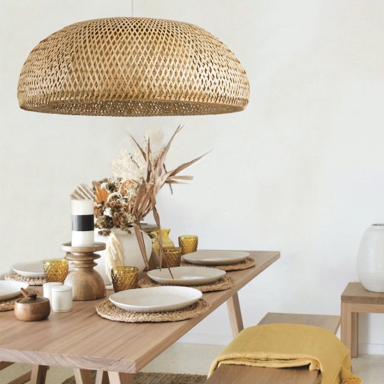 GLOBOSTAR® SAN TROPEZ 00673 Boho Κρεμαστό Φωτιστικό Οροφής με Ντουί 1 x E27 AC 220-240V IP20 - Μπεζ - Μ100 x Π100 x Y35cm
