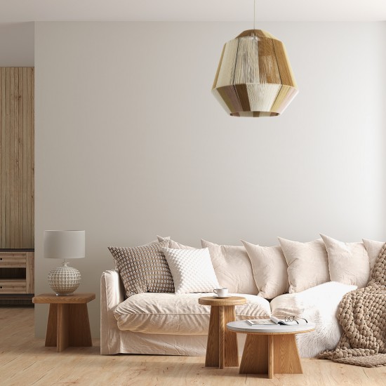 GLOBOSTAR® SALERNO 02187 Boho Κρεμαστό Φωτιστικό Οροφής με Ντουί 1 x E27 AC 220-240V IP20 - Μπεζ & Καφέ - Μ50 x Π50 x Υ50cm GLOBOSTAR® SALERNO 02187 Boho Κρεμαστό Φωτιστικό Οροφής με Ντουί 1 x E27 AC 220-240V IP20 - Μπεζ & Καφέ - Μ50 x Π50 x Υ50cm