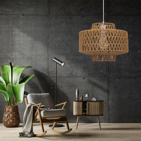 GLOBOSTAR® JENSON 00909 Boho Κρεμαστό Φωτιστικό Οροφής με Ντουί 1 x E27 AC 220-240V IP20 - Μπεζ - Μ33 x Π33 x Υ28cm