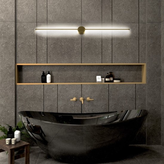 GLOBOSTAR® DIADEM 61334 Μοντέρνο Φωτιστικό Τοίχου - Απλίκα LED 18W 2160lm 120° AC 220-240V IP20 Ρυθμιζόμενο Λευκό CCT με On/Off 2700K/4500K/6000K - Lumileds SMD Chip - Χρυσό Βούρτσας - Μ10 x Π4 x Υ120cm - 3 Χρόνια Εγγύηση