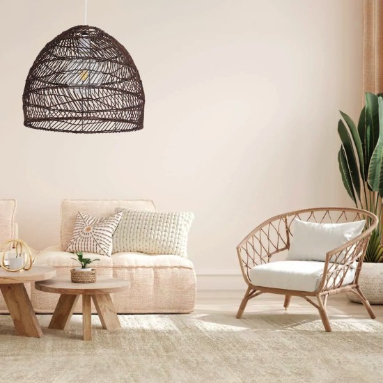 GLOBOSTAR® MALIBU 00970 Boho Κρεμαστό Φωτιστικό Οροφής με Ντουί 1 x E27 AC 220-240V IP20 - Καφέ - Μ40 x Π40 x Υ35cm