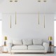 GLOBOSTAR® TEARS 61310 Μοντέρνο Κρεμαστό Φωτιστικό Οροφής LED 3W 330lm 180° AC 220-240V IP20 Ρυθμιζόμενο Λευκό CCT με On/Off 2700K/4500K/6000K - Lumileds SMD Chip - Χρυσό Βούρτσας - Μ3.2 x Π3.2 x Υ51.5cm - 3 Χρόνια Εγγύηση