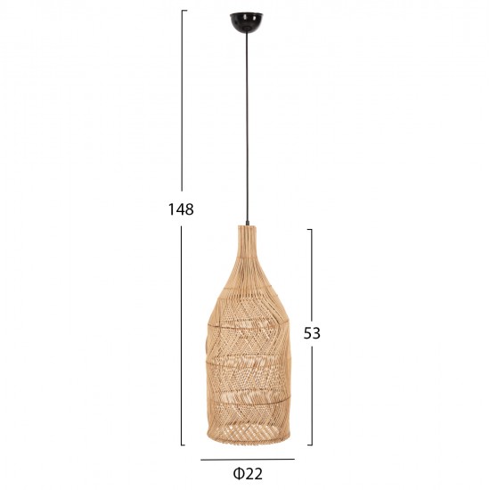 ΦΩΤΙΣΤΙΚΟ ΟΡΟΦΗΣ THEON HM7888 ΚΡΕΜΑΣΤΟ ΑΠΟ RATTAN ΣΕ ΦΥΣΙΚΟ ΧΡΩΜΑ Φ22x148Υ εκ.
