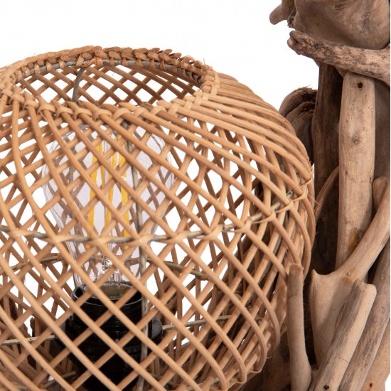 ΕΠΙΤΡΑΠΕΖΙΟ ΔΙΑΚΟΣΜΗΤΙΚΟ ΦΩΤΙΣΤΙΚΟ ASHIN HM4438 DRIFTWOOD--RATTAN 30x30x49Υεκ.