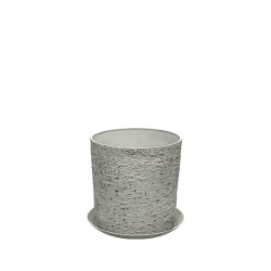 STONE POLYRESIN ΚΑΣΠΩ ΜΕ ΠΙΑΤΟ ΓΚΡΙ ΦΘΑΡΜΕΝΟΣ ΒΡΑΧΟΣ ΜΙΚΡΟ - Φ28x28cm