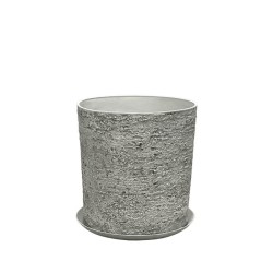STONE POLYRESIN ΚΑΣΠΩ ΜΕ ΠΙΑΤΟ ΓΚΡΙ ΦΘΑΡΜΕΝΟΣ ΒΡΑΧΟΣ ΜΕΣΑΙΟ - Φ35x36cm