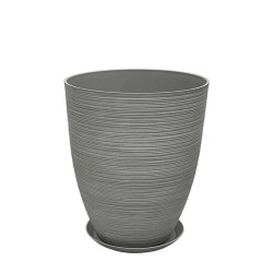 STONE POLYRESIN ΚΑΣΠΩ ΜΕ ΠΙΑΤΟ ΓΚΡΙ ΜΕΣΑΙΟ - Φ35x42.5cm