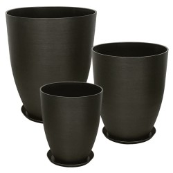 STONE POLYRESIN ΚΑΣΠΩ ΜΕ ΠΙΑΤΟ ΣΕΤ/6 ΓΚΡΙ ΟΨΙΔΙΑΝΟY - L:Φ43x52.5, M:Φ35x42.5, S:Φ28x34.5cm