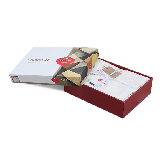 Σετ παπλωματοθήκη Lendell Cotton Box 4 τμχ Διπλή (200x220) χρώμα μέντα - λευκό