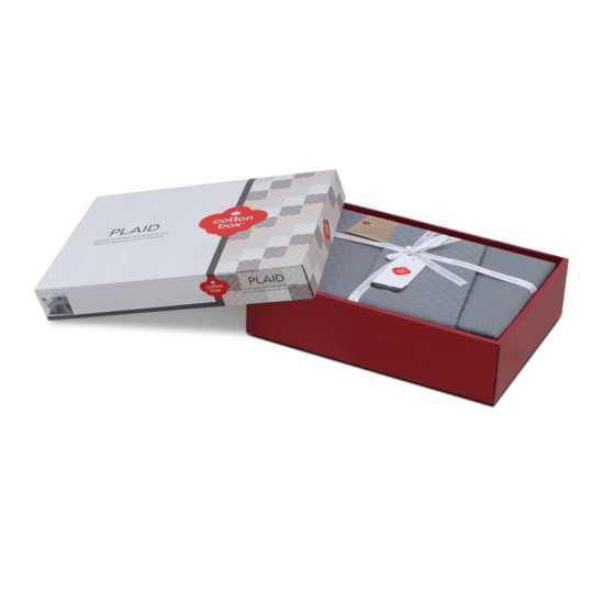 Σετ παπλωματοθήκη Plaid Cotton Box 3 τμχ Μονή (160x220) χρώμα γκρι