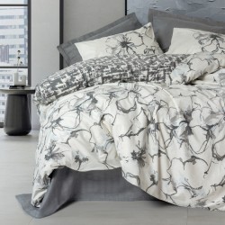 Σετ παπλωματοθήκη Hilaris Cotton Box 4 τμχ Διπλή (200x220) χρώμα ανθρακί