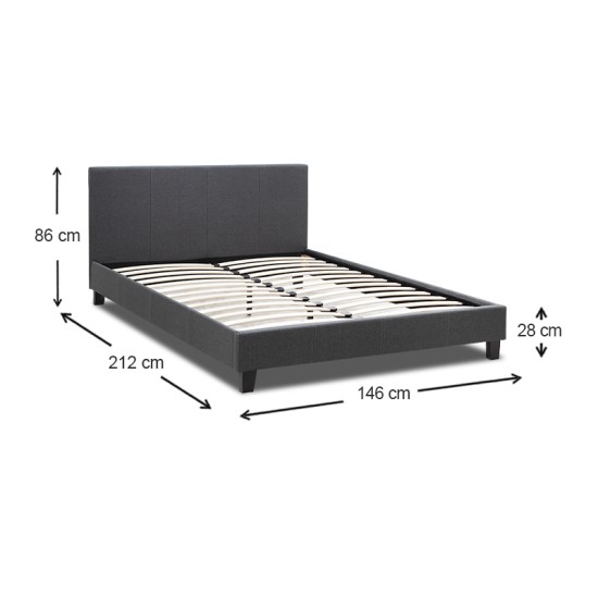 Κρεβάτι Flat Megapap υφασμάτινο χρώμα ανθρακί 140x190εκ. Κρεβάτι Flat Megapap υφασμάτινο χρώμα ανθρακί 140x190εκ.
