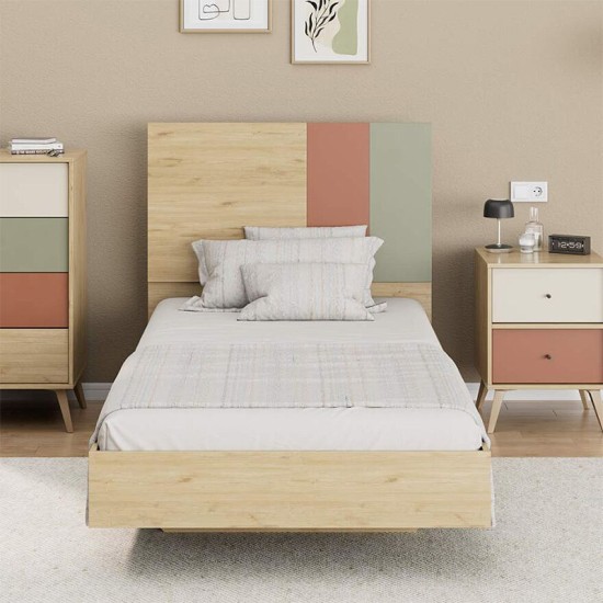 Κρεβάτι Terra Megapap χρώμα florida oak 100x200εκ. Κρεβάτι Terra Megapap χρώμα florida oak 100x200εκ.