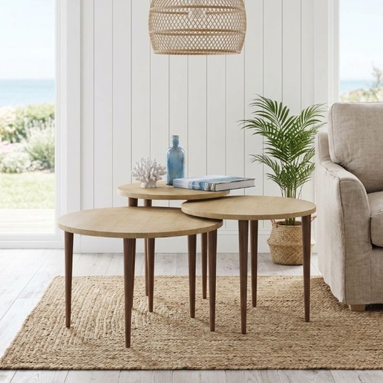 Τραπεζάκι σαλονιού σετ 3 τμχ Nola Megapap χρώμα sapphire oak Ø60x46εκ. Τραπεζάκι σαλονιού σετ 3 τμχ Nola Megapap χρώμα sapphire oak Ø60x46εκ.