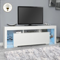Έπιπλο τηλεόρασης Stilo Megapap με φωτισμό LED χρώμα λευκό 150x37x52εκ.