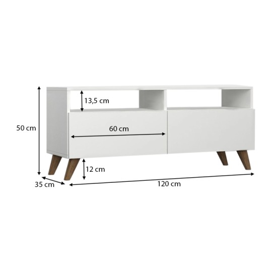 Έπιπλο τηλεόρασης Inci Megapap χρώμα λευκό 120x35x50εκ. Έπιπλο τηλεόρασης Inci Megapap χρώμα λευκό 120x35x50εκ.