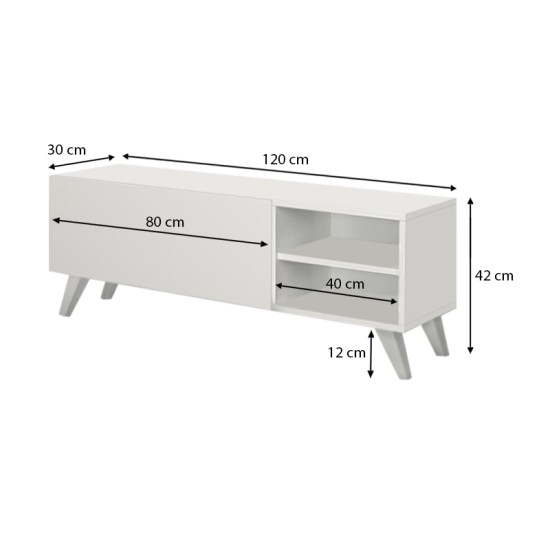Έπιπλο τηλεόρασης Space Megapap χρώμα λευκό 120x30x42εκ. Έπιπλο τηλεόρασης Space Megapap χρώμα λευκό 120x30x42εκ.
