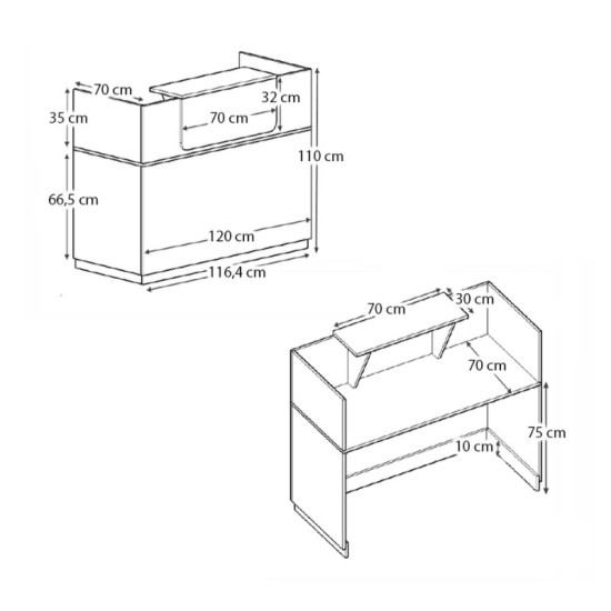 Γραφείο υποδοχής - reception Lemmon Megapap χρώμα φυσικό οξιάς 120x70x110εκ. Γραφείο υποδοχής - reception Lemmon Megapap χρώμα φυσικό οξιάς 120x70x110εκ.