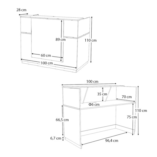 Γραφείο υποδοχής - reception Gemini Megapap χρώμα λευκό 100x70x110εκ. Γραφείο υποδοχής - reception Gemini Megapap χρώμα λευκό 100x70x110εκ.
