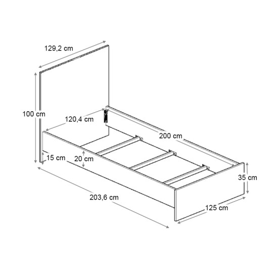 Κρεβάτι Troy Megapap χρώμα γκρι σκυροδέματος 120x200εκ. Κρεβάτι Troy Megapap χρώμα γκρι σκυροδέματος 120x200εκ.