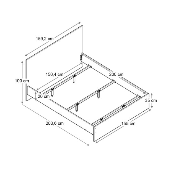 Κρεβάτι Troy Megapap χρώμα καρυδί 150x200εκ. Κρεβάτι Troy Megapap χρώμα καρυδί 150x200εκ.