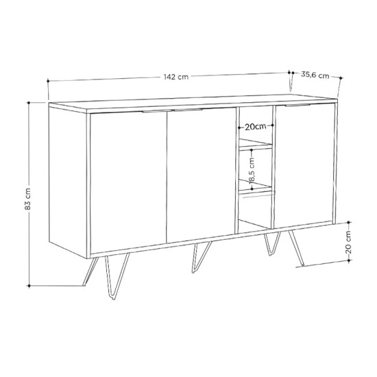 Μπουφές Clara Megapap χρώμα sapphire oak - λευκό 142x35,6x83εκ. Μπουφές Clara Megapap χρώμα sapphire oak - λευκό 142x35,6x83εκ.