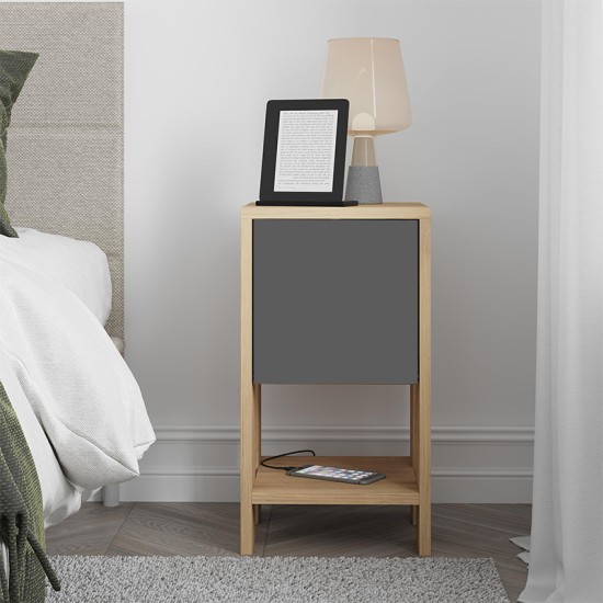 Κομοδίνο Ema Megapap χρώμα sapphire oak - ανθρακί 30x30x55εκ. Κομοδίνο Ema Megapap χρώμα sapphire oak - ανθρακί 30x30x55εκ.