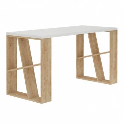 Γραφείο εργασίας Honey Megapap χρώμα λευκό - sapphire oak 137x60x75εκ Γραφείο εργασίας Honey Megapap χρώμα λευκό - sapphire oak 137x60x75εκ