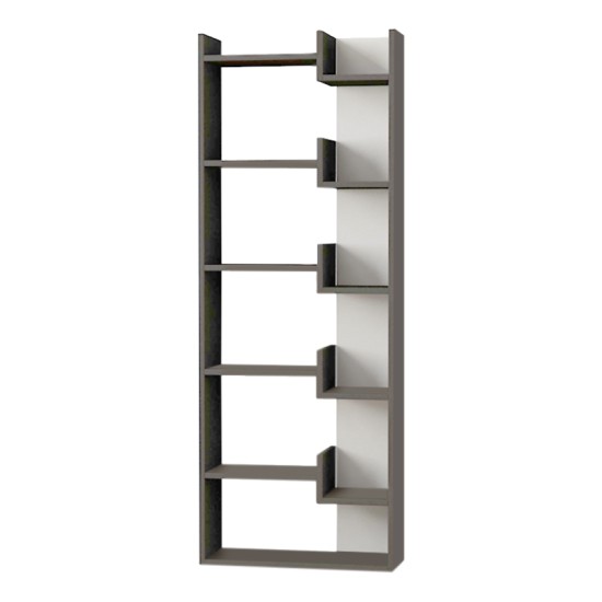 Βιβλιοθήκη Oppa Megapap χρώμα ανθρακί - λευκό 60x22x162εκ. Βιβλιοθήκη Oppa Megapap χρώμα ανθρακί - λευκό 60x22x162εκ.