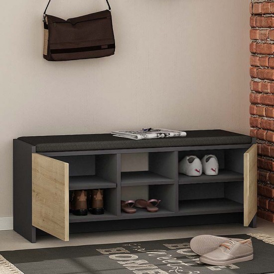 Παπουτσοθήκη Zulla Megapap χρώμα ανθρακί - sapphire oak 110x37x43εκ. Παπουτσοθήκη Zulla Megapap χρώμα ανθρακί - sapphire oak 110x37x43εκ.